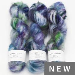 Cowgirl Blues Fluffy Mohair Gradient 100g Teint à la main Say a little prayer