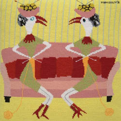 Fru Zippe Kissen Strickende Hühner 74-0348 Strickende Hühner