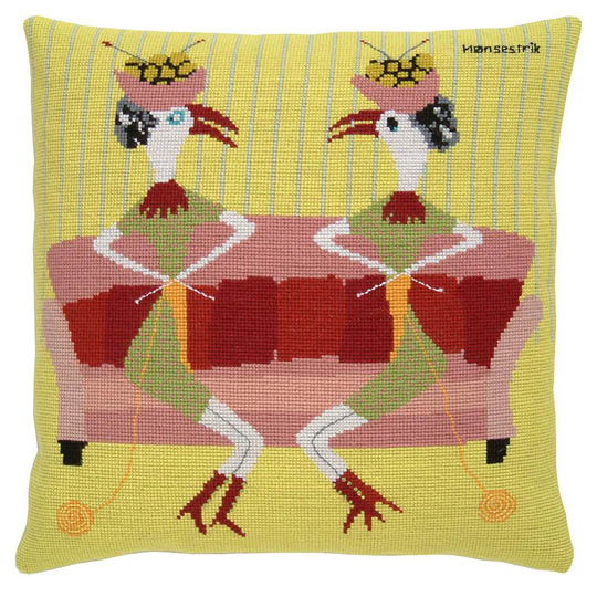 Fru Zippe Kissen Strickende Hühner 74-0348 Strickende Hühner