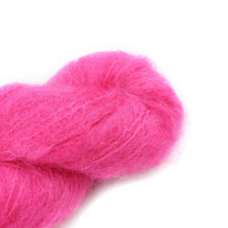 Cowgirl Blues Fluffy Mohair Unie Teint à la main 32-Hot Pink