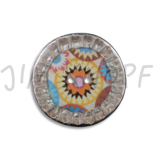 Jim Knopf Colorful button from recycled crown cap 28mm Buntes Phantasiemuster