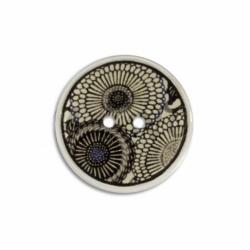 Jim Knopf Coco wood button flower motiv ecru 23mm
