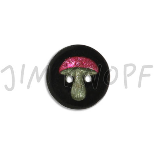 Jim Knopf Resin Kunstharz Knopf Pilzchen Schwarzer Grund