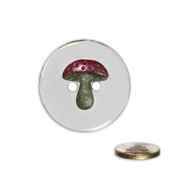 Jim Knopf Resin Kunstharz Knopf Pilzchen Schwarzer Grund