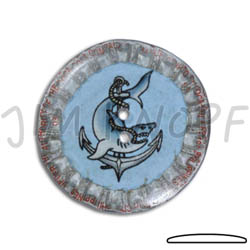 Jim Knopf Knopf aus recycelten Kronkorken Fischmotiv 31mm Mitte Hellblau