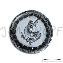 Jim Knopf Knopf aus recycelten Kronkorken Fischmotiv 31mm Mitte Weiss