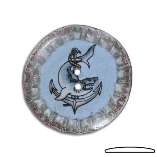 Jim Knopf Button from recycled crown cap 31mm Mitte Weiss