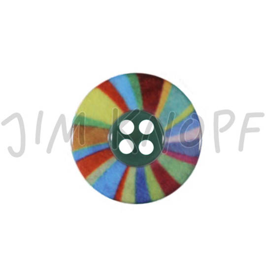 Jim Knopf Polyesterknopf Buntes Rad 15mm oder 23mm Bunt 24