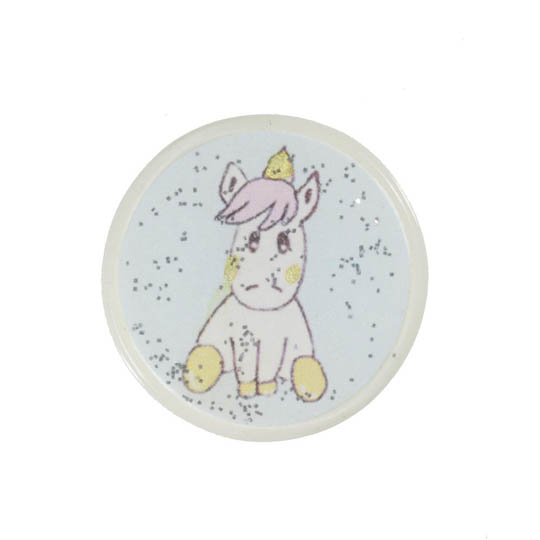 Jim Knopf Resin button with unicorn motiv 18 or 23mm Baby weiss