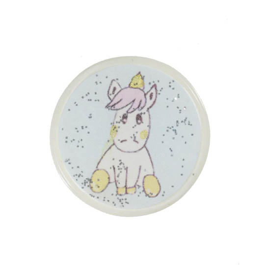 Jim Knopf Resin Kunstharz Knopf Einhorn 18mm oder 23mm Baby weiss