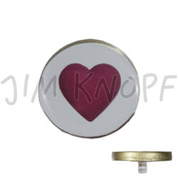 Jim Knopf Resin button with heart motiv 18 or 23mm Rot auf weiss