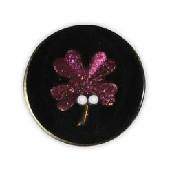 Jim Knopf Resin button flower motiv 18mm Pink auf Schwarz