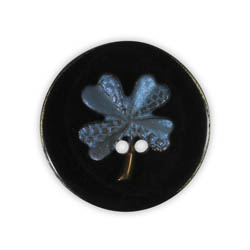 Jim Knopf Resin button flower motiv 18mm Blau auf Schwarz