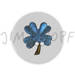 Jim Knopf Resin Kunstharz Knopf Kleeblatt 20mm Blau auf Transparent