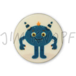 Jim Knopf Colorful plastic button space motiv 18mm Monster Blau