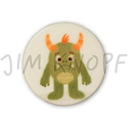 Jim Knopf Colorful plastic button space motiv 18mm Monster Grünling