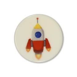 Jim Knopf Colorful plastic button space motiv 18mm Rakete Orange