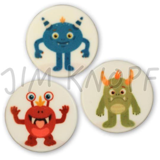 Jim Knopf Colorful plastic button space motiv 18mm Monster Blau