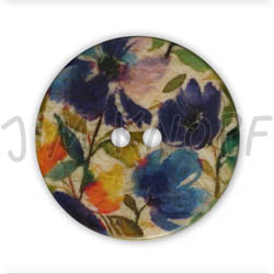 Jim Knopf Resin Kunstharz Knopf Blumenmotiv 18 oder 23mm Blau