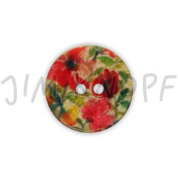 Jim Knopf Resin Kunstharz Knopf Blumenmotiv 18 oder 23mm Rot