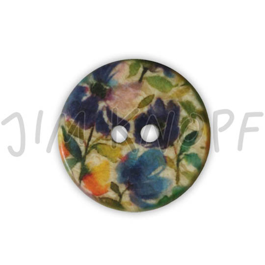 Jim Knopf Resin Kunstharz Knopf Blumenmotiv 18 oder 23mm Blau