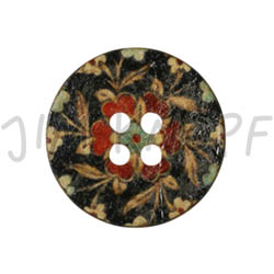 Jim Knopf Coco wood button flower motiv in several sizes Schwarz Rot