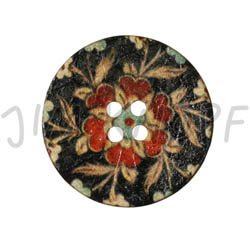 Jim Knopf Coco wood button flower motiv in several sizes Schwarz Rot