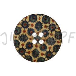 Jim Knopf Coco wood button flower motiv in several sizes Beige-Blau