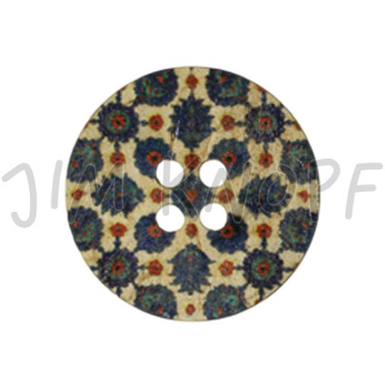 Jim Knopf Cocosknopf bedruckt Blume verschiedene Größen Beige-Blau