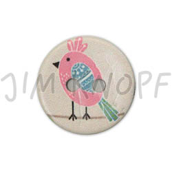 Jim Knopf Coco wood button cute birds 16mm Pink