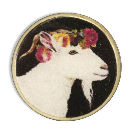 Jim Knopf Resin button goat Hanna 23mm Schwarzer Grund