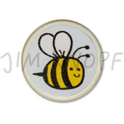 Jim Knopf Resin button with busy bee motiv 18mm Hellblauer Grund