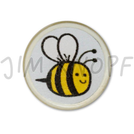 Jim Knopf Resin Kunstharz Knopf Bienchen Susu 18mm Hellblauer Grund