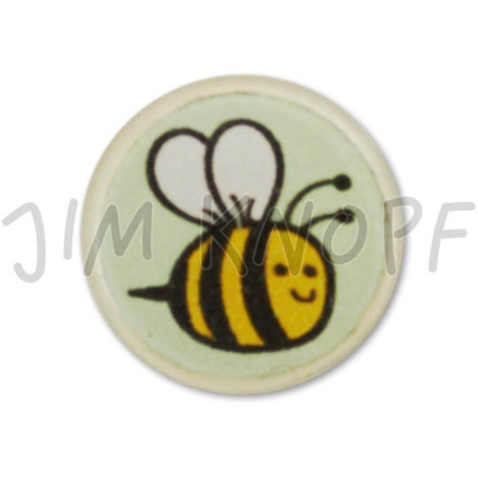 Jim Knopf Resin button with busy bee motiv 18mm Hellgrüner Grund