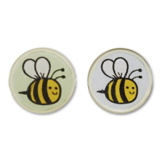 Jim Knopf Resin Kunstharz Knopf Bienchen Susu 18mm Hellgrüner Grund