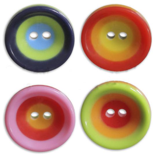 Jim Knopf Kunststoffknopf Bunte Kreise 11mm Grün Orange Rot
