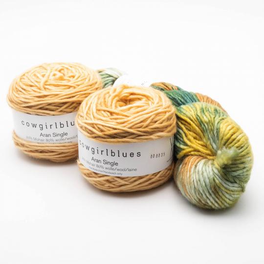 Cowgirl Blues Aran Single Garnpaket 300G Caramel-Mustard/Rust/Sage/Rainforest 