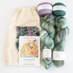 Cowgirl Blues Kit Joys of Spring Shawl handgefärbt Karma Chameleon