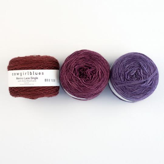 Cowgirl Blues Merino Single Lace solid discontinued colours håndfarvet Aubergine