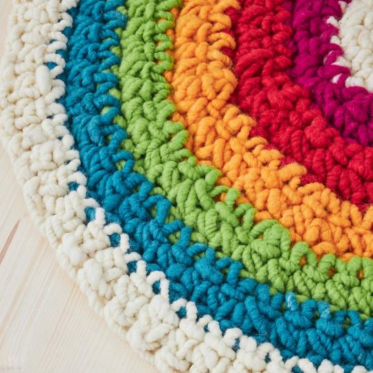 Kremke Soul Wool Strickset RUGby Regenbogen Teppich Bunt