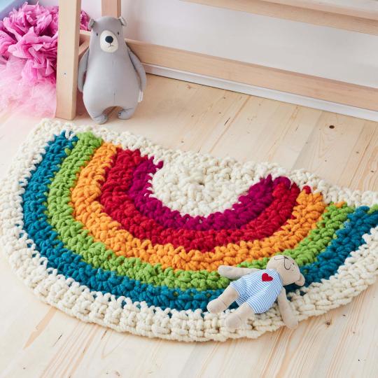 Kremke Soul Wool Strickset RUGby Regenbogen Teppich Bunt