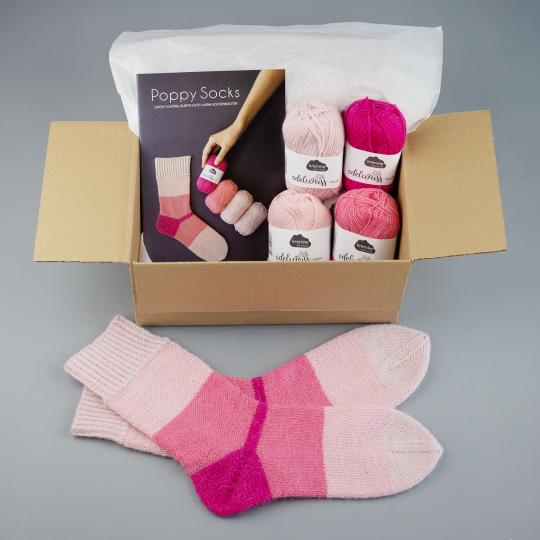 Kremke Soul Wool Strickset Colour Blocking Poppy Socks deutsch