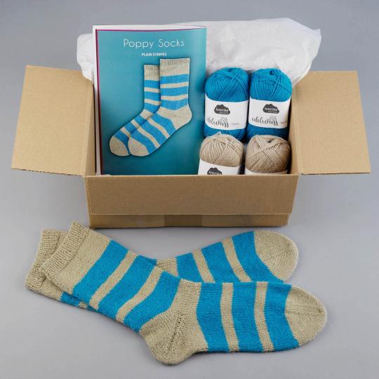 Kremke Soul Wool Strickset Plain Stripes Poppy Socks deutsch