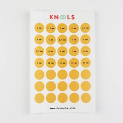 Knools Sticker with needle sizes for zipper bags Needle Size Sticker