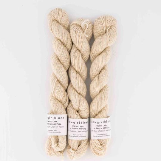 Cowgirl Blues Merino Linen solid hand dyed Natural