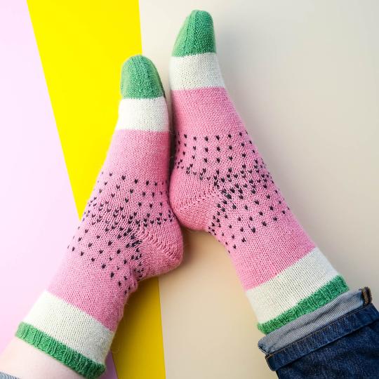 Kremke Strickset Wassermelone-Socken deutsch