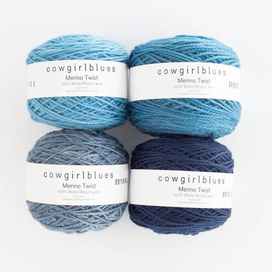 Cowgirl Blues Merino Twist Yarn solids Håndfarvet Natural