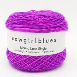 Cowgirl Blues Merino Single Lace solid Håndfarvet African Violet