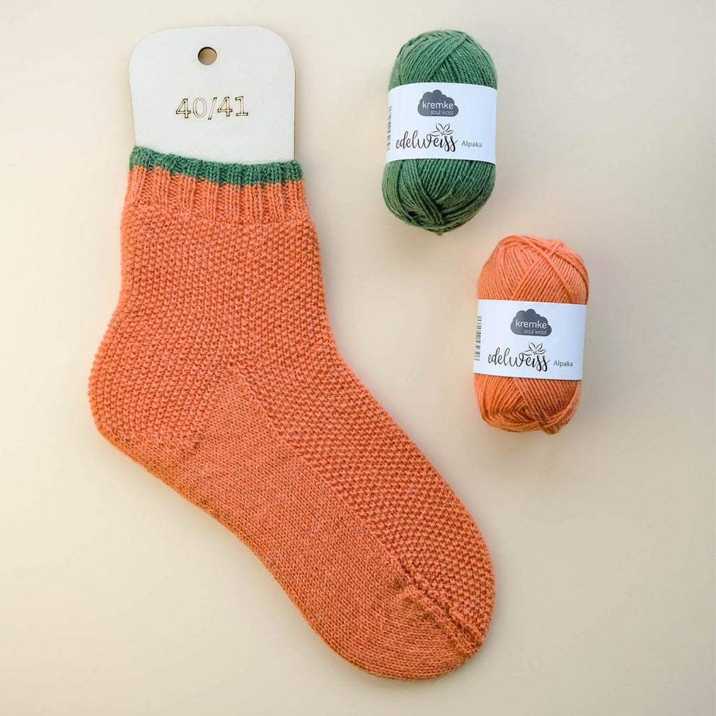 Knitting kit orange socks