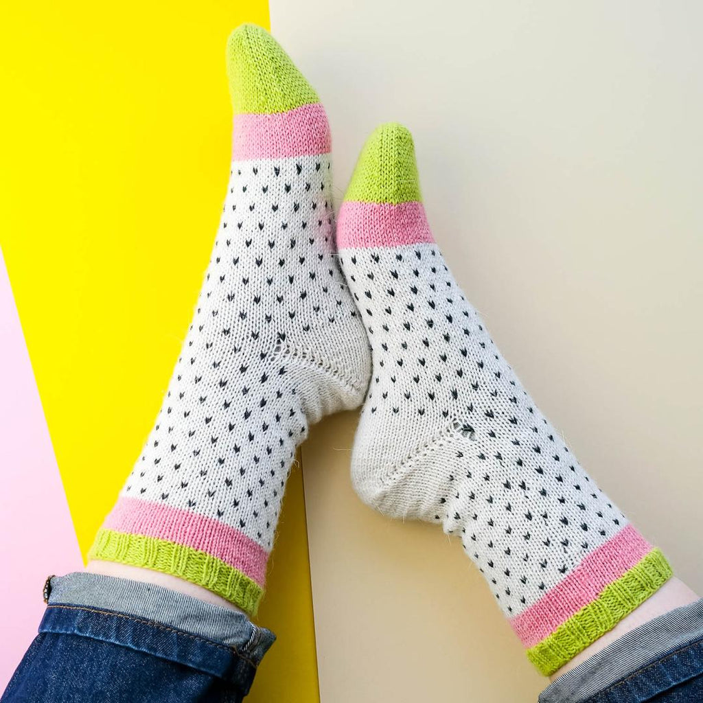 Knitting set dragon fruit socks